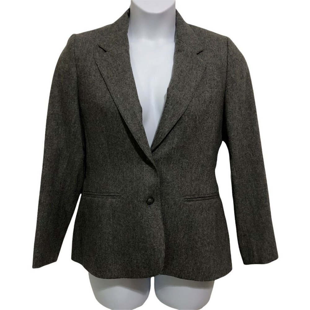 Vintage Dudley Womens Size 13/14 Gray Blazer Jacket 90% Wool 1970s Made in USA